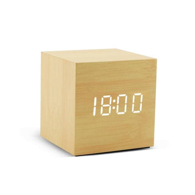 Alarm Clock LED Wooden Watch Digital Alarm Clock with Wooden Electronic LED Time Display 3 Alarm Settings Humidity & Temperature Detect Wood Made Electric Clocks Table Voice Control Digital Wood USB/AAA Powered Electronic Desktop Clocks - NeraVault