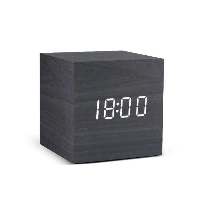 Alarm Clock LED Wooden Watch Digital Alarm Clock with Wooden Electronic LED Time Display 3 Alarm Settings Humidity & Temperature Detect Wood Made Electric Clocks Table Voice Control Digital Wood USB/AAA Powered Electronic Desktop Clocks - NeraVault