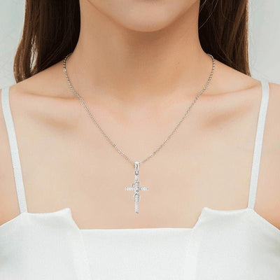 Alloy Pendant With Diamond And Eight - character Cross Necklace - NeraVault