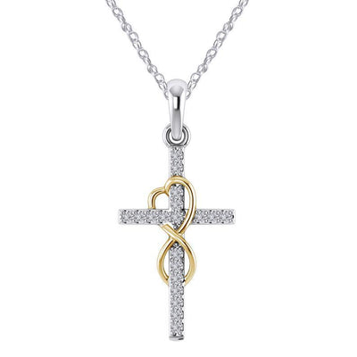 Alloy Pendant With Diamond And Eight - character Cross Necklace - NeraVault