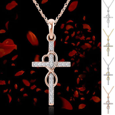 Alloy Pendant With Diamond And Eight - character Cross Necklace - NeraVault