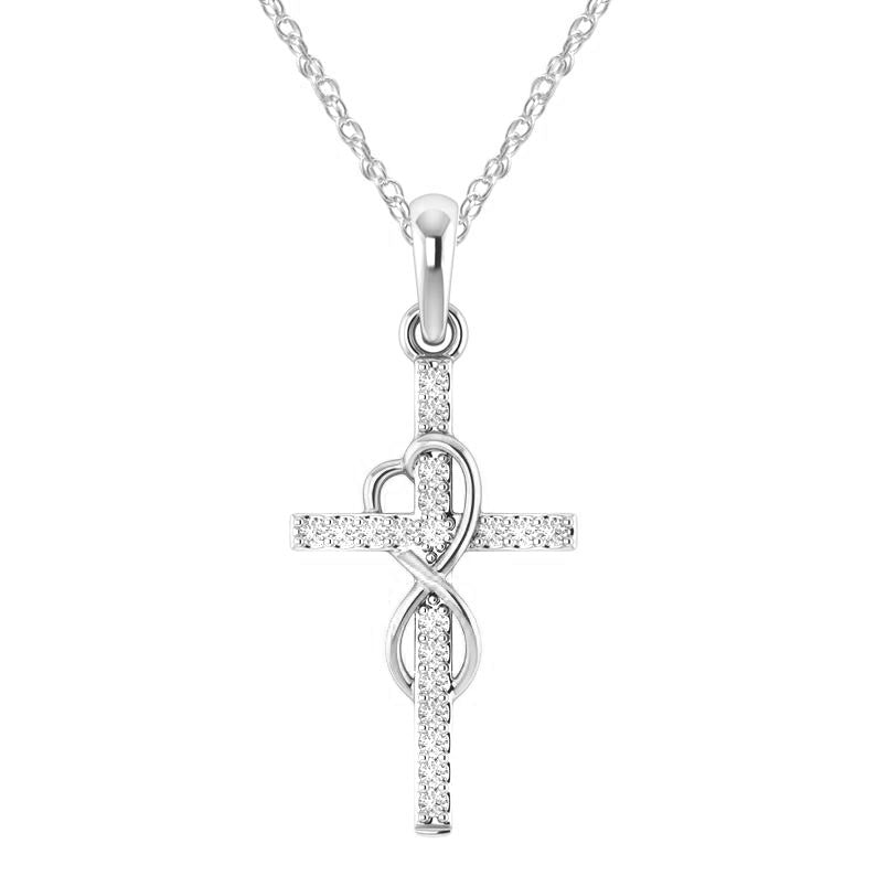 Alloy Pendant With Diamond And Eight - character Cross Necklace - NeraVault