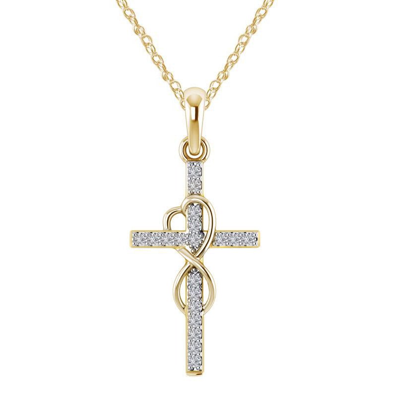 Alloy Pendant With Diamond And Eight - character Cross Necklace - NeraVault