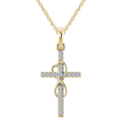 Alloy Pendant With Diamond And Eight - character Cross Necklace - NeraVault