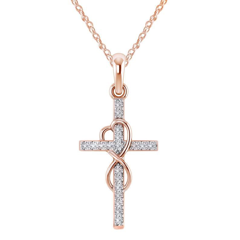Alloy Pendant With Diamond And Eight - character Cross Necklace - NeraVault