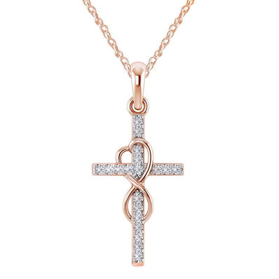 Alloy Pendant With Diamond And Eight - character Cross Necklace - NeraVault