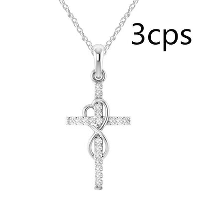Alloy Pendant With Diamond And Eight - character Cross Necklace - NeraVault