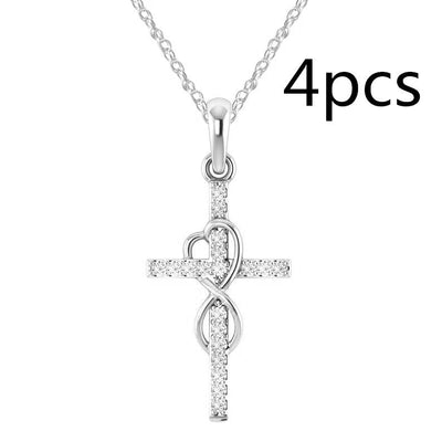 Alloy Pendant With Diamond And Eight - character Cross Necklace - NeraVault