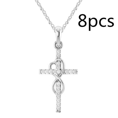 Alloy Pendant With Diamond And Eight - character Cross Necklace - NeraVault
