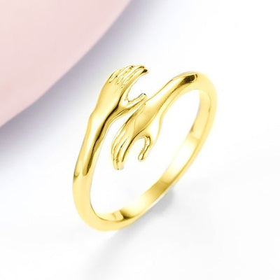 Alloy Simple Hands Hug Ring Opening Adjustable Jewelry - NeraVault