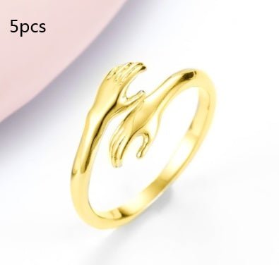 Alloy Simple Hands Hug Ring Opening Adjustable Jewelry - NeraVault