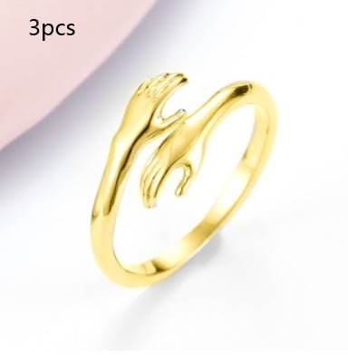 Alloy Simple Hands Hug Ring Opening Adjustable Jewelry - NeraVault