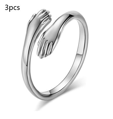 Alloy Simple Hands Hug Ring Opening Adjustable Jewelry - NeraVault