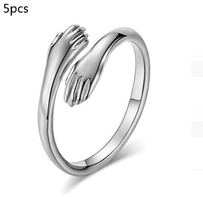 Alloy Simple Hands Hug Ring Opening Adjustable Jewelry - NeraVault