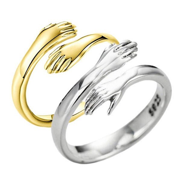 Alloy Simple Hands Hug Ring Opening Adjustable Jewelry - NeraVault