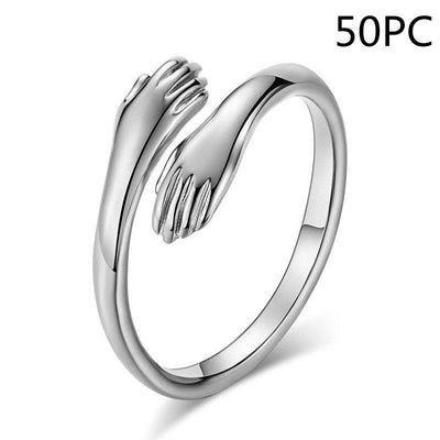Alloy Simple Hands Hug Ring Opening Adjustable Jewelry - NeraVault