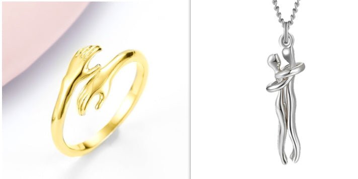 Alloy Simple Hands Hug Ring Opening Adjustable Jewelry - NeraVault