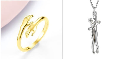 Alloy Simple Hands Hug Ring Opening Adjustable Jewelry - NeraVault