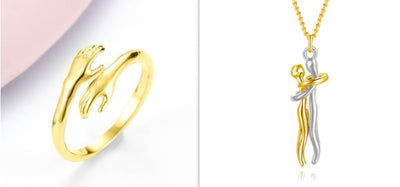 Alloy Simple Hands Hug Ring Opening Adjustable Jewelry - NeraVault