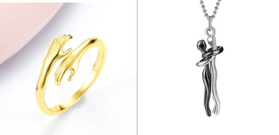 Alloy Simple Hands Hug Ring Opening Adjustable Jewelry - NeraVault