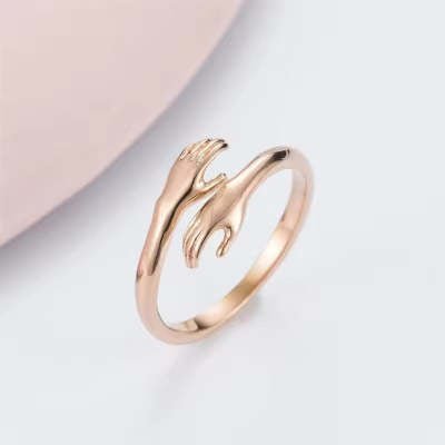 Alloy Simple Hands Hug Ring Opening Adjustable Jewelry - NeraVault