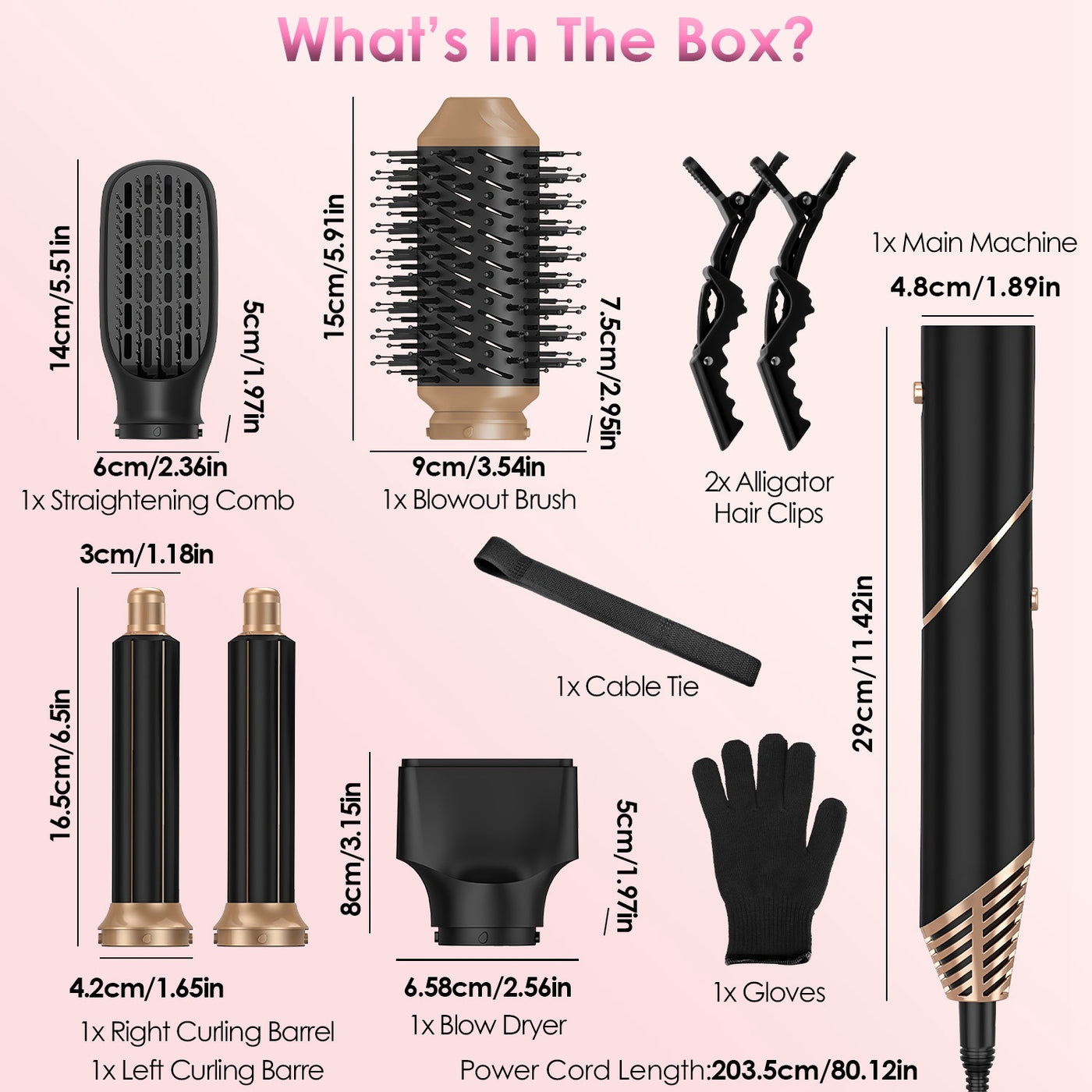 5-in-1 Hot Air Styler Brush Set – Straightener, Curler & Dryer with 3 Temp Settings and Accessories