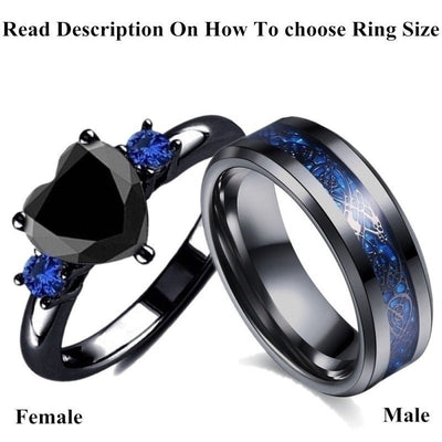 Black Heart Gemstone Diamond Wedding Ring - NeraVault