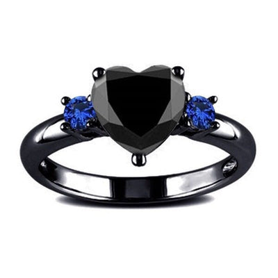 Black Heart Gemstone Diamond Wedding Ring - NeraVault
