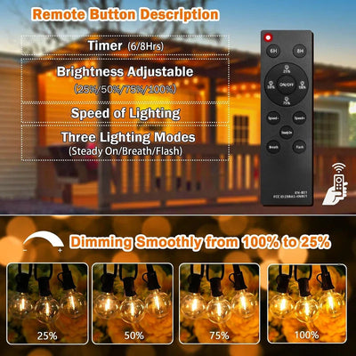 🌞 25ft Solar-Powered Outdoor String Lights with Remote – Warm LED Ambiance for Patio, Garden, Backyard & Events | Eco-Friendly & Weatherproof