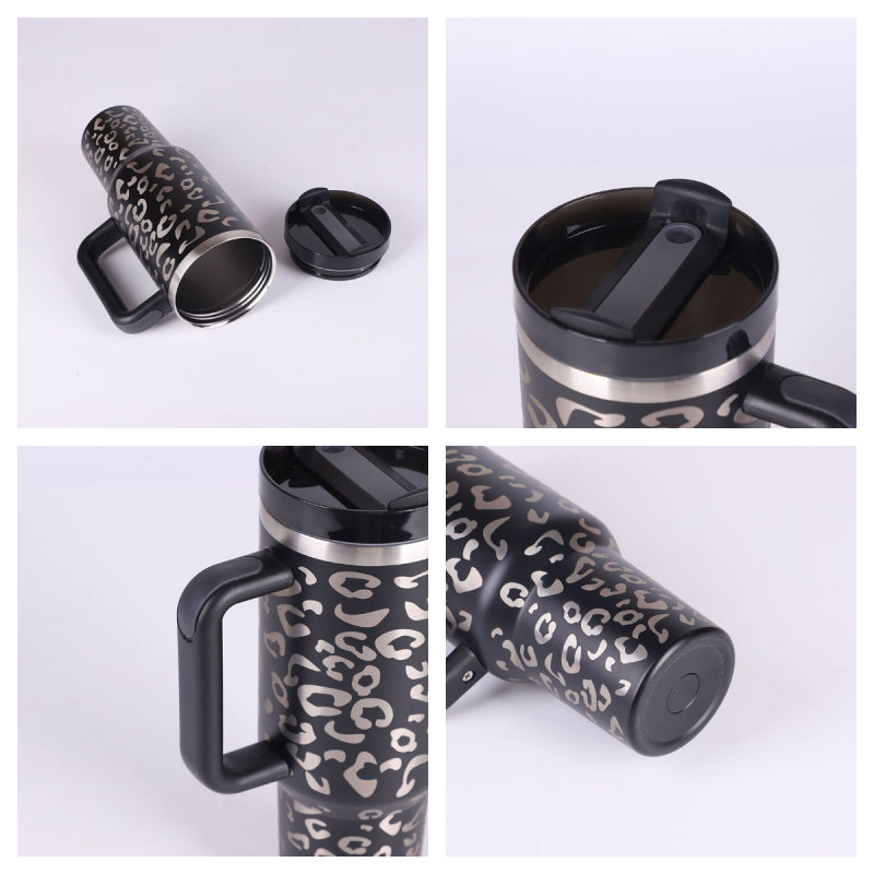 40oz Insulated Stainless Steel Tumbler with Handle, Straw & Spill-Proof Lid – Travel Mug for Car, Gym & Offic
