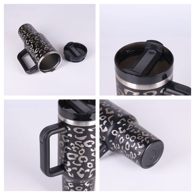 40oz Insulated Stainless Steel Tumbler with Handle, Straw & Spill-Proof Lid – Travel Mug for Car, Gym & Offic