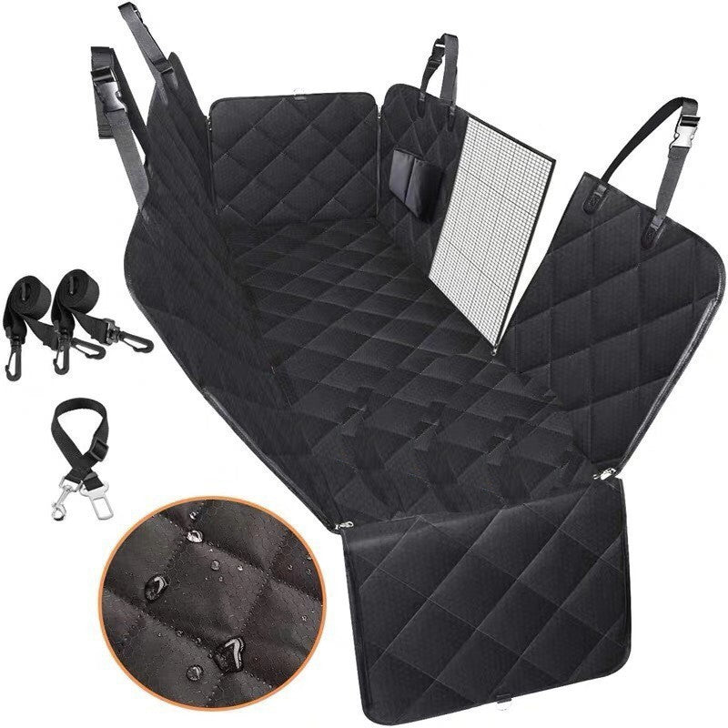 Dog Car Seat Cover & Mesh Pet Carrier Hammock – Safety Protector with Zippered Pocket for Travel