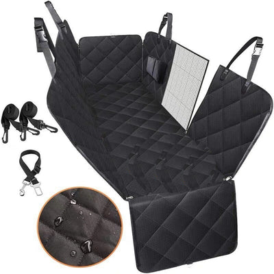 Dog Car Seat Cover & Mesh Pet Carrier Hammock – Safety Protector with Zippered Pocket for Travel