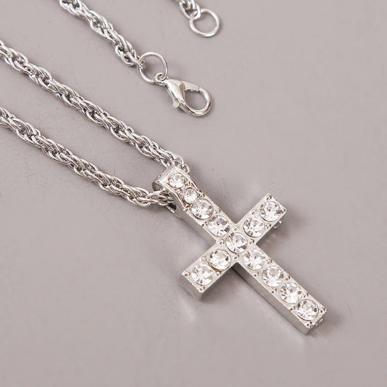 Cross Pendant Necklaces For Women Men Punk Hiphop Rope Chain On Neck Rapper Jewelry - NeraVault