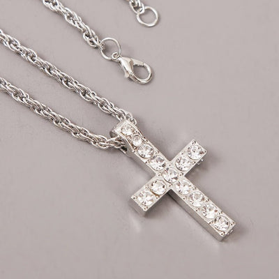 Cross Pendant Necklaces For Women Men Punk Hiphop Rope Chain On Neck Rapper Jewelry - NeraVault