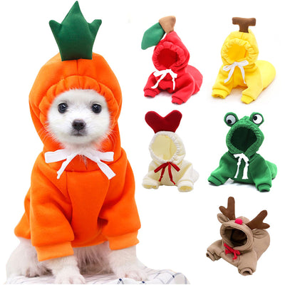 Cute Fruit-Themed Winter Hoodie for Small Dogs – Warm Fleece Coat for Puppies & Cats