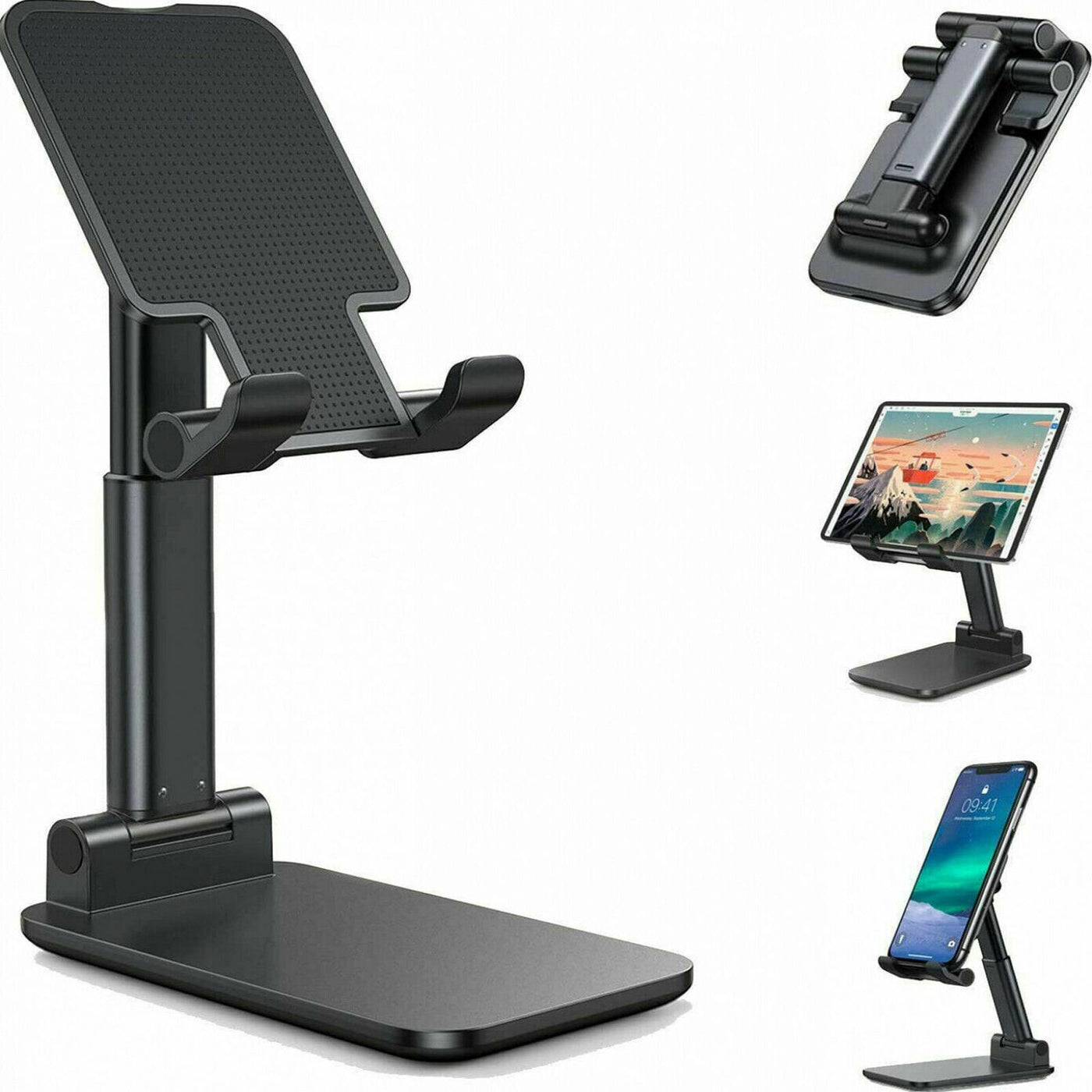 Foldable Desktop Stand for Mobile Phones and Tablets with Adjustable Support