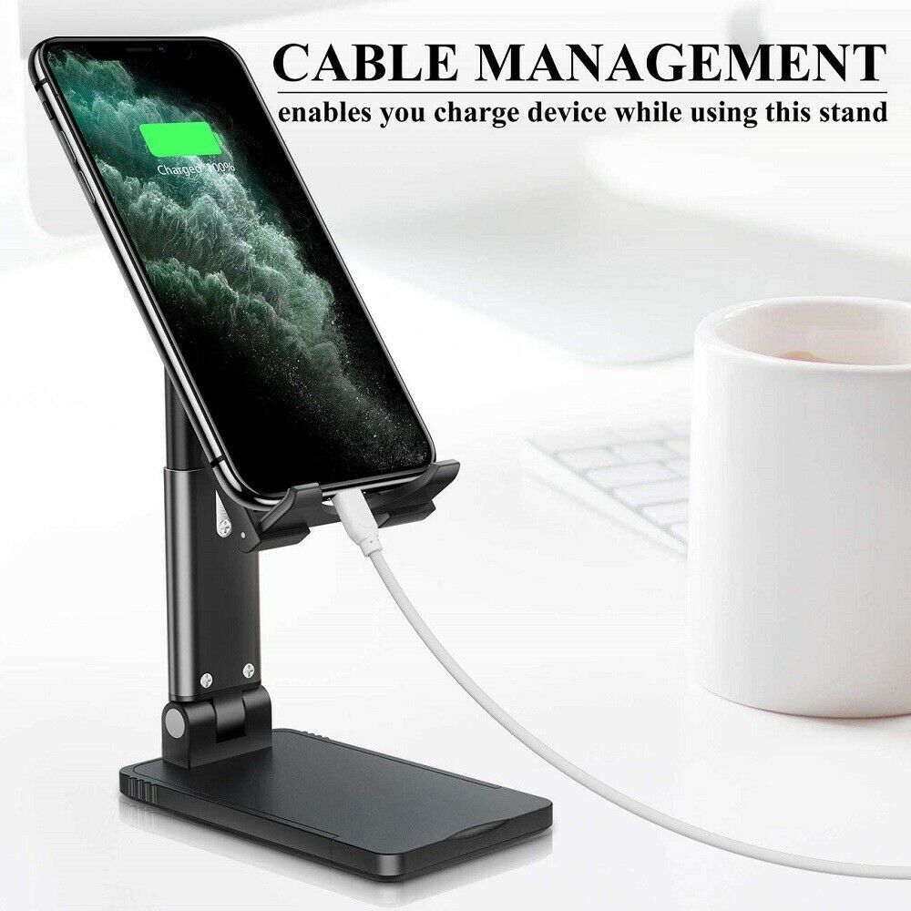 Foldable Desktop Stand for Mobile Phones and Tablets with Adjustable Support