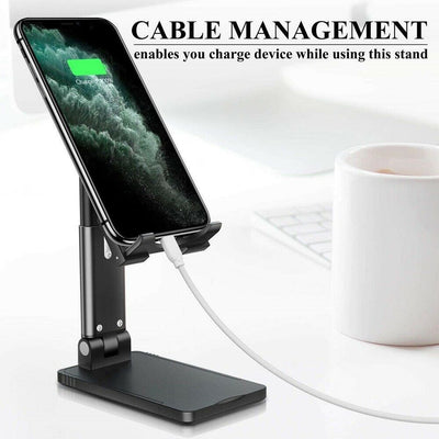 Foldable Desktop Stand for Mobile Phones and Tablets with Adjustable Support