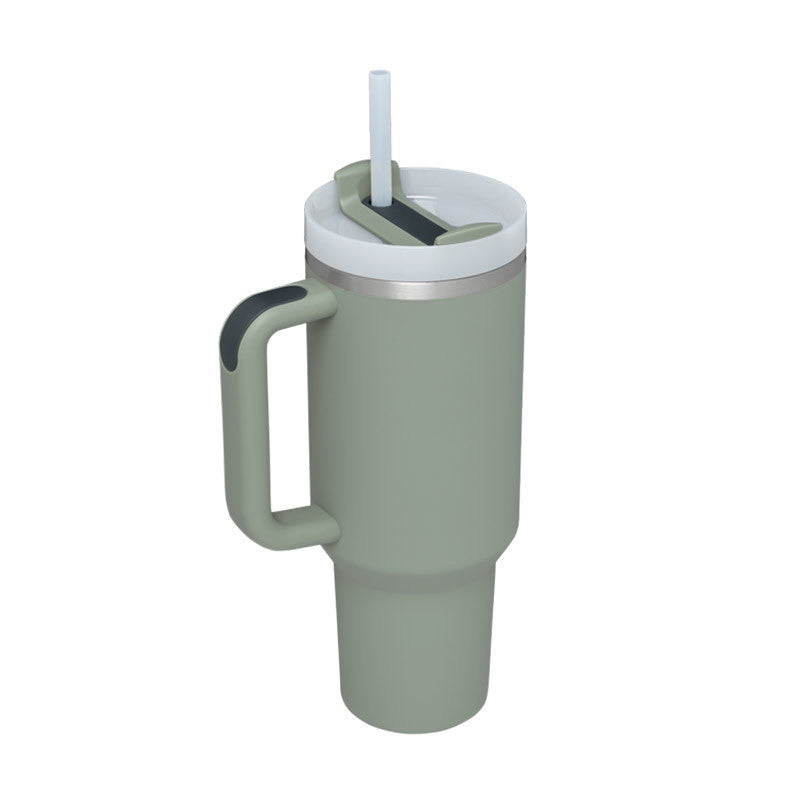40oz Insulated Stainless Steel Tumbler with Handle, Straw & Spill-Proof Lid – Travel Mug for Car, Gym & Offic
