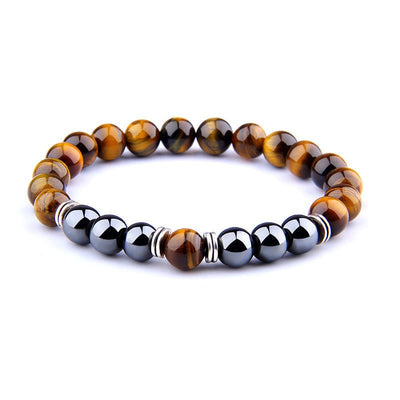 Explosion Style Yellow Tiger Eye Bracelet Fashion Simple Obsidian Alloy Separator Elastic Bracelet - NeraVault
