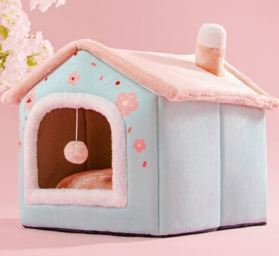 Foldable Winter Dog House & Cat Bed – Removable Nest Enclosed Cozy Kennel Sofa