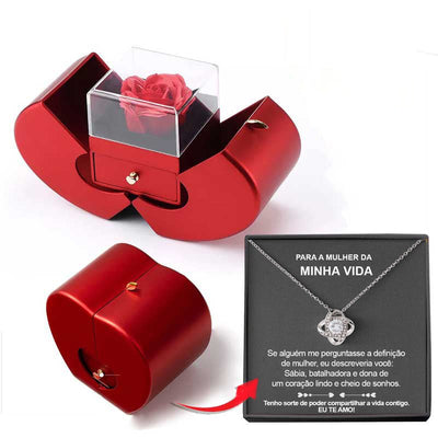 Fashion Jewelry Box Red Apple Christmas Gift Necklace Eternal Rose For Girl Mother's Day Valentine's Day Gifts With Artificial Flower Rose Flower Jewelry Box - NeraVault