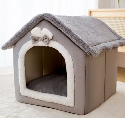 Foldable Winter Dog House & Cat Bed – Removable Nest Enclosed Cozy Kennel Sofa