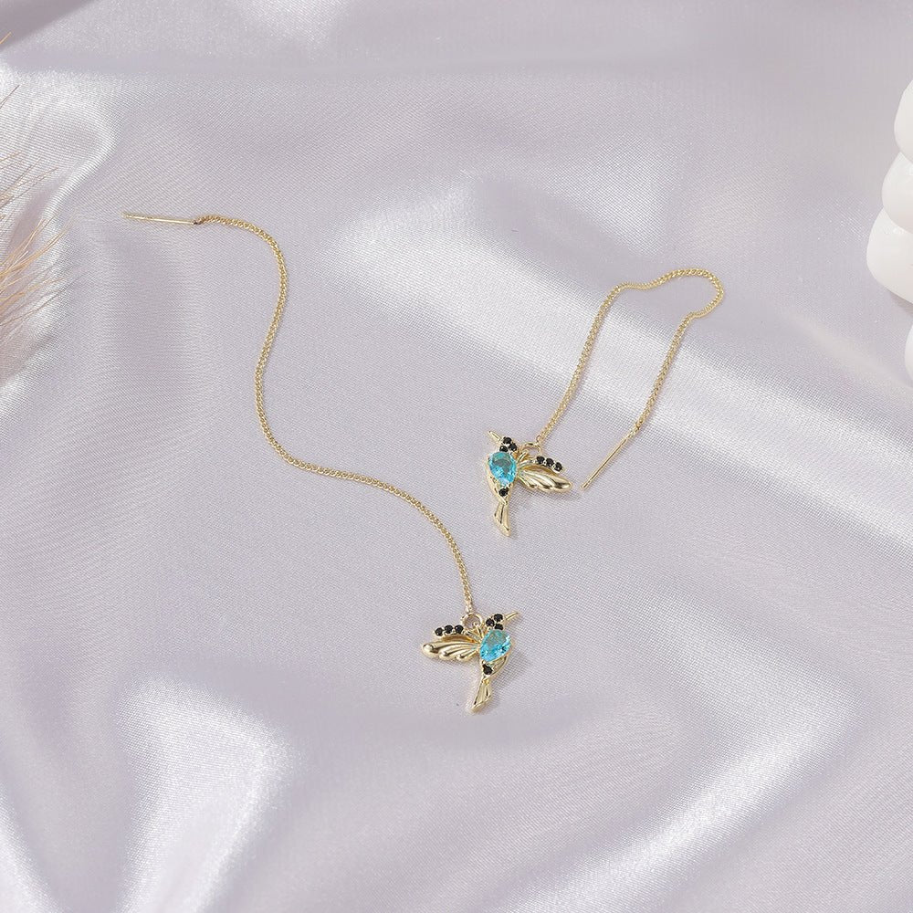 Hummingbird Earrings For Women Elegant Girl Tassel Crystal Pendant Earring Jewelry - NeraVault