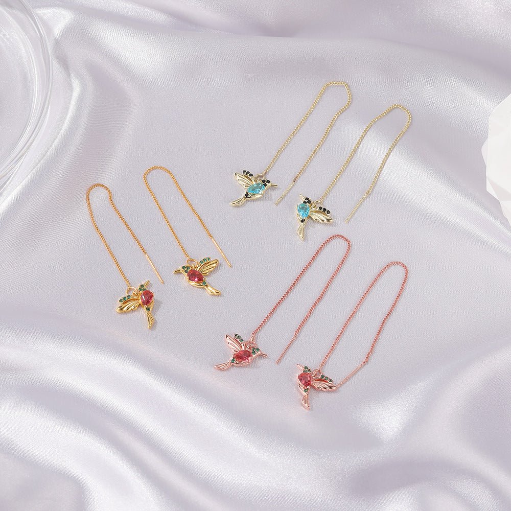 Hummingbird Earrings For Women Elegant Girl Tassel Crystal Pendant Earring Jewelry - NeraVault