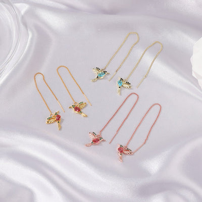 Hummingbird Earrings For Women Elegant Girl Tassel Crystal Pendant Earring Jewelry - NeraVault