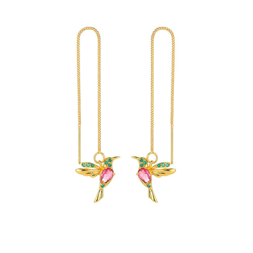 Hummingbird Earrings For Women Elegant Girl Tassel Crystal Pendant Earring Jewelry - NeraVault