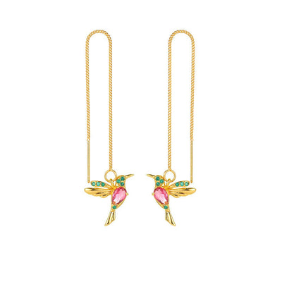 Hummingbird Earrings For Women Elegant Girl Tassel Crystal Pendant Earring Jewelry - NeraVault