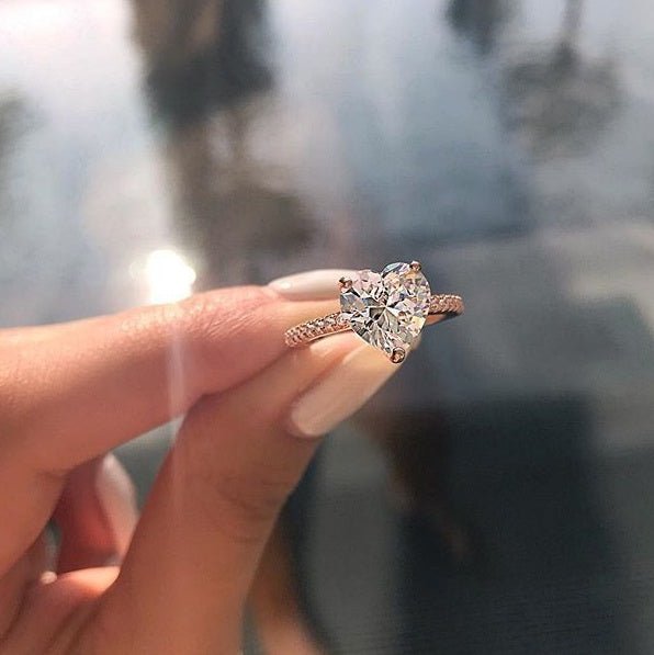 Ins best selling inlaid AAA zircon heart - shaped ring wish new European and American engagement party ring jewelry - NeraVault